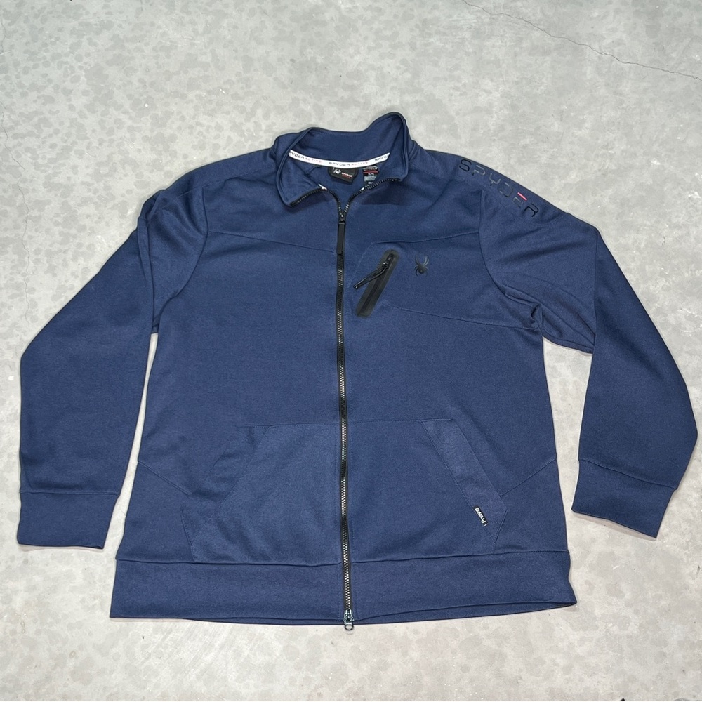 Spyder Jacket Mens XL/TG Blue Active ProWeb Full Zip Up Sweater Performance Coat